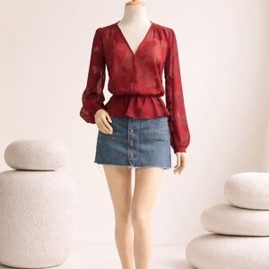 Bar III Rust Floral Lace Blouse